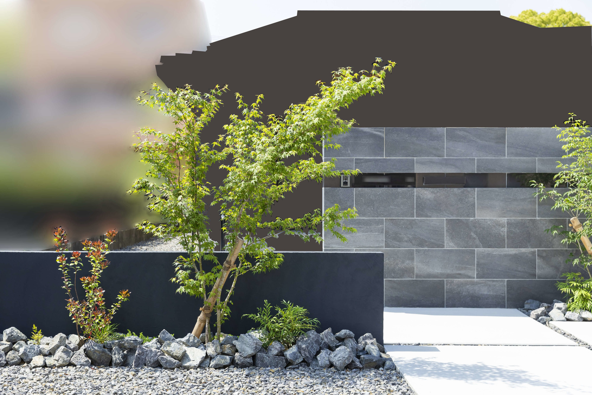 新築外構 シンプルモダン おしゃれ かっこいい 平屋住宅 アイ工務店 エクステリア 外構デザイン 愛知県 名古屋市 フェンス 目隠し