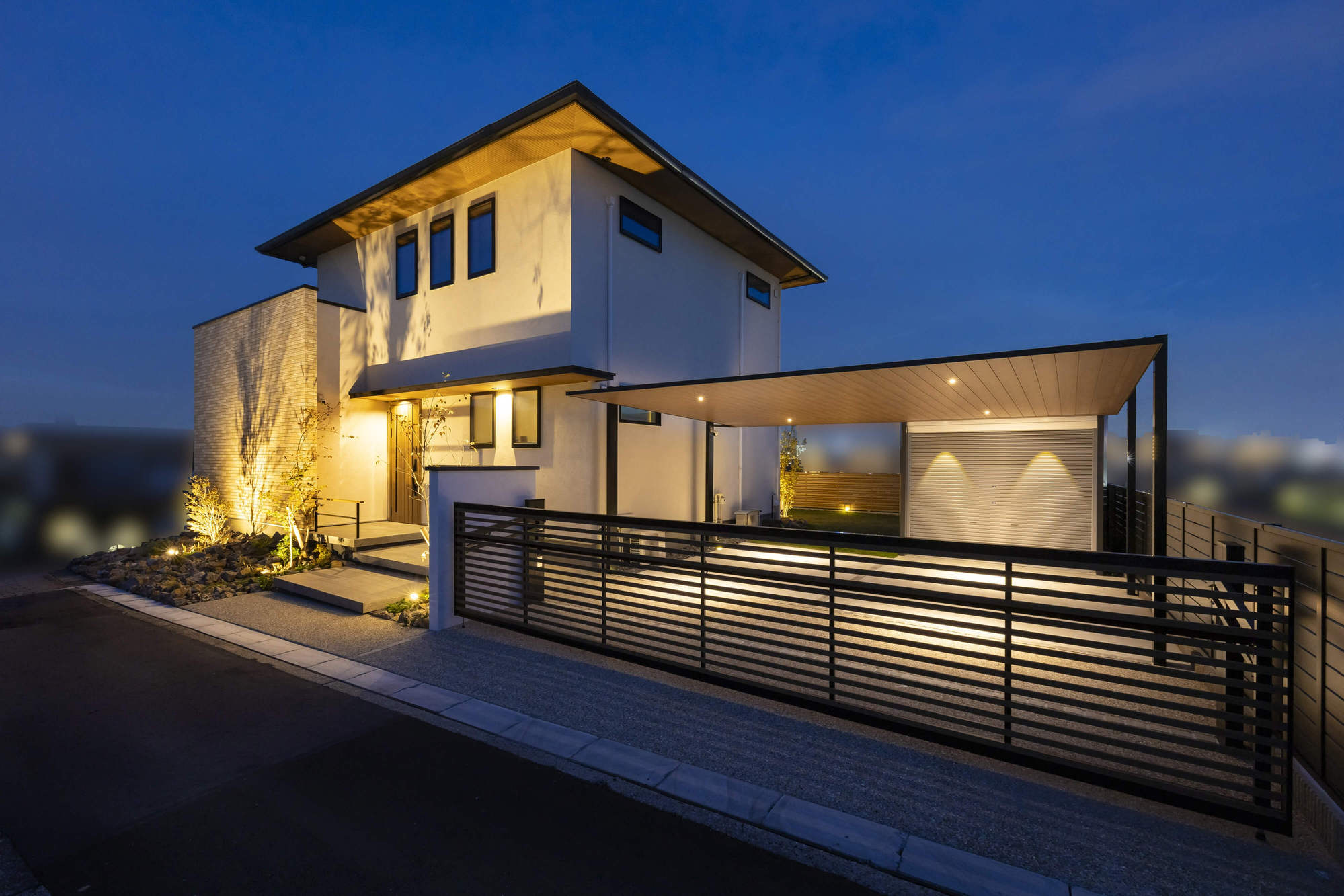 住友林業 新築外構 エクステリア 外構 デザイン ガーデンデザイン おしゃれ かっこいい ナチュラルモダン カーポート カーゲート 愛知県 名古屋市 芝生 ウッドデッキ