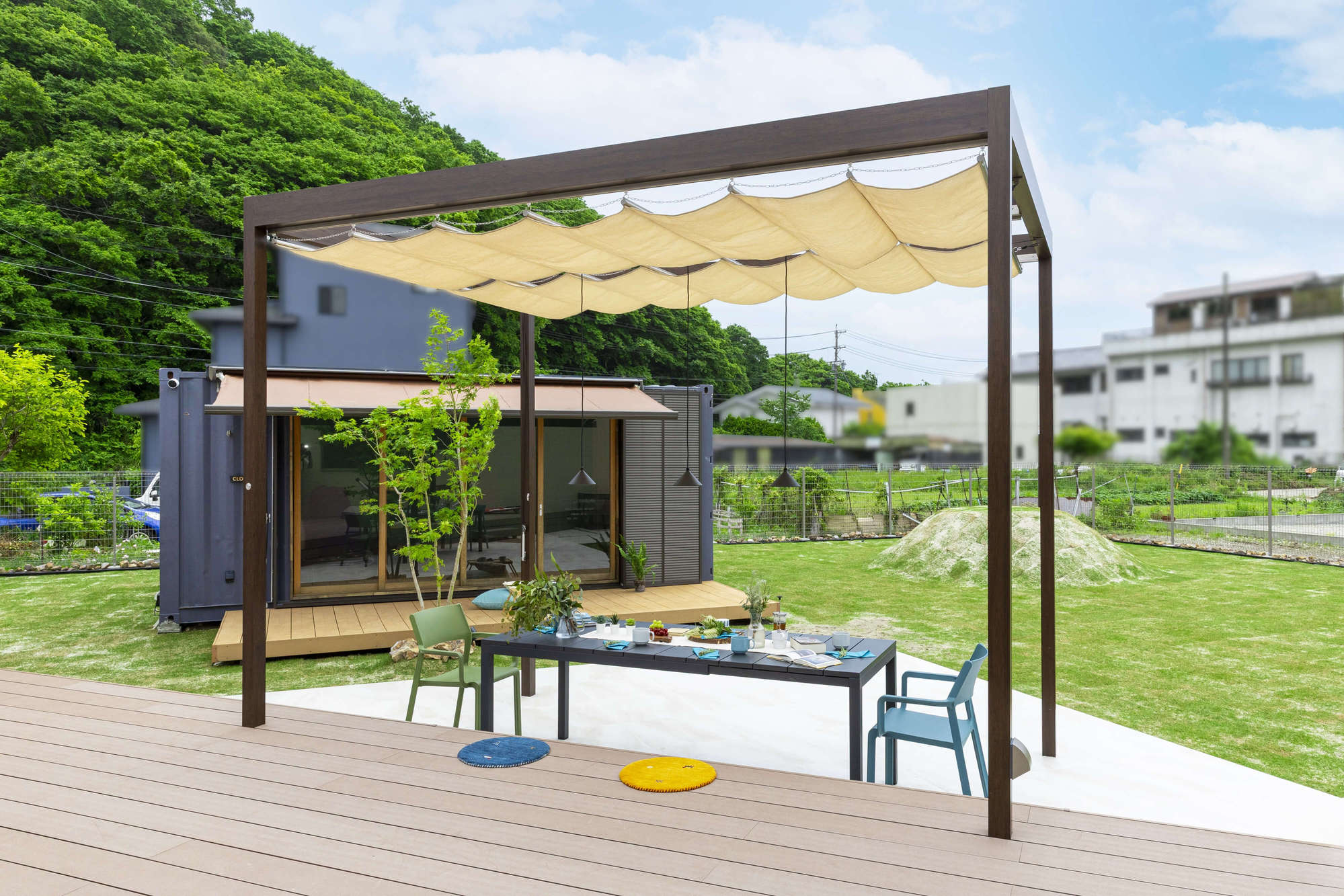 愛知県 名古屋市 南知多 リゾート 別荘 ドッグラン トレーラーハウス コンテナハウス ドッグガーデン ガーデンファニチャー パーゴラ ガーデンデザイン エクステリア