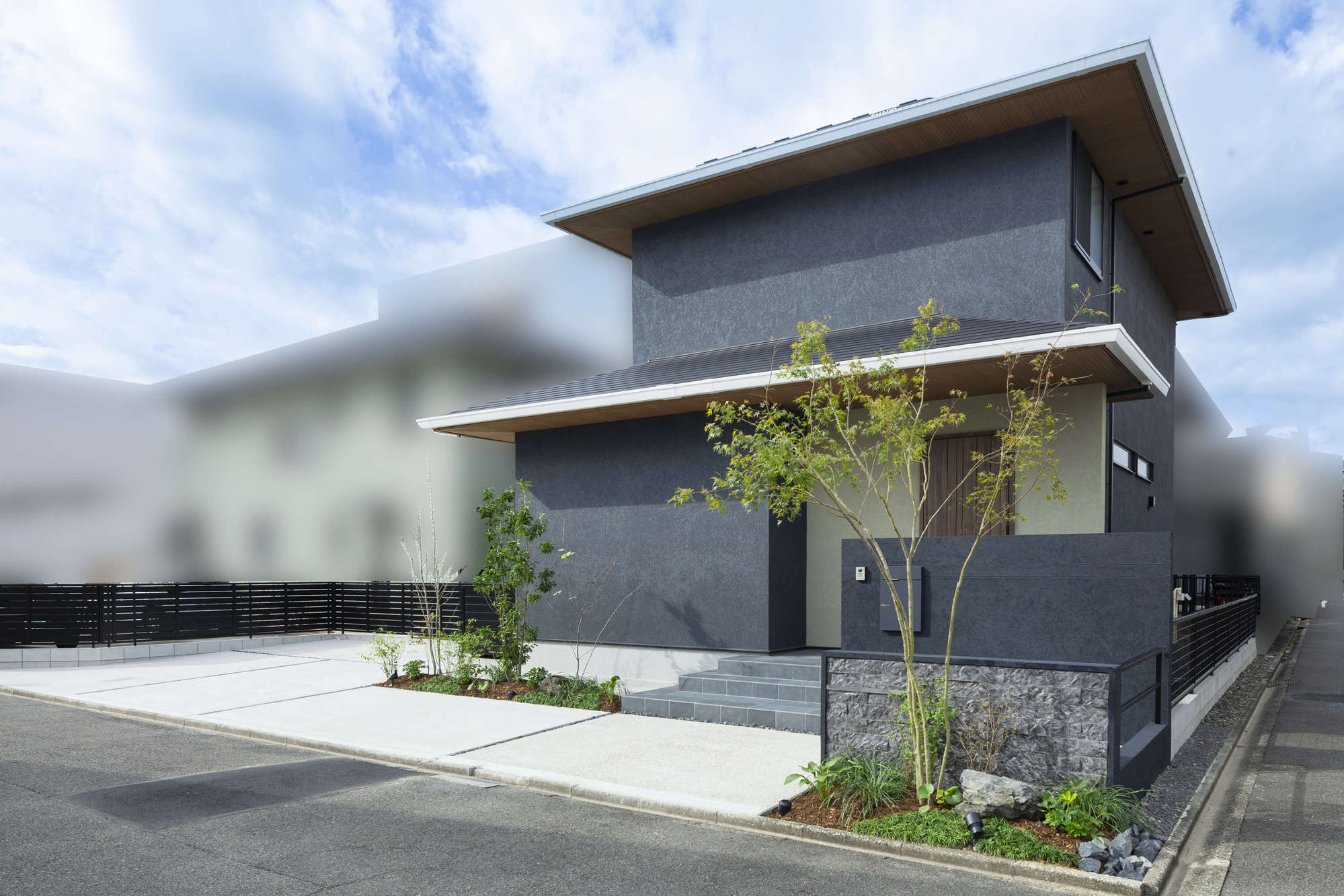 愛知県 名古屋市 新築外構 エクステリアデザイン 住友林業 角地 人工芝 ガーデンデザイン おしゃれ かっこいい モダン 和モダン ナチュラル 植栽