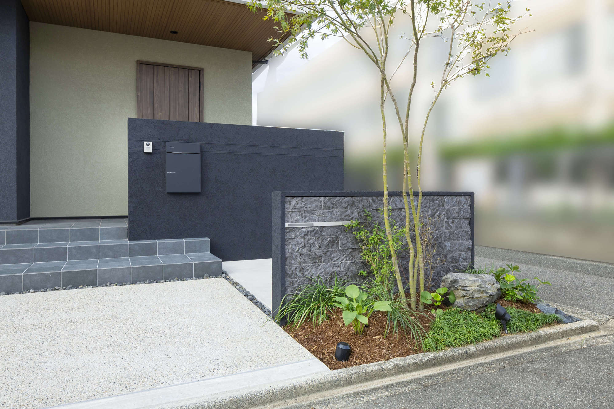 愛知県 名古屋市 新築外構 エクステリアデザイン 住友林業 角地 人工芝 ガーデンデザイン おしゃれ かっこいい モダン 和モダン ナチュラル 植栽