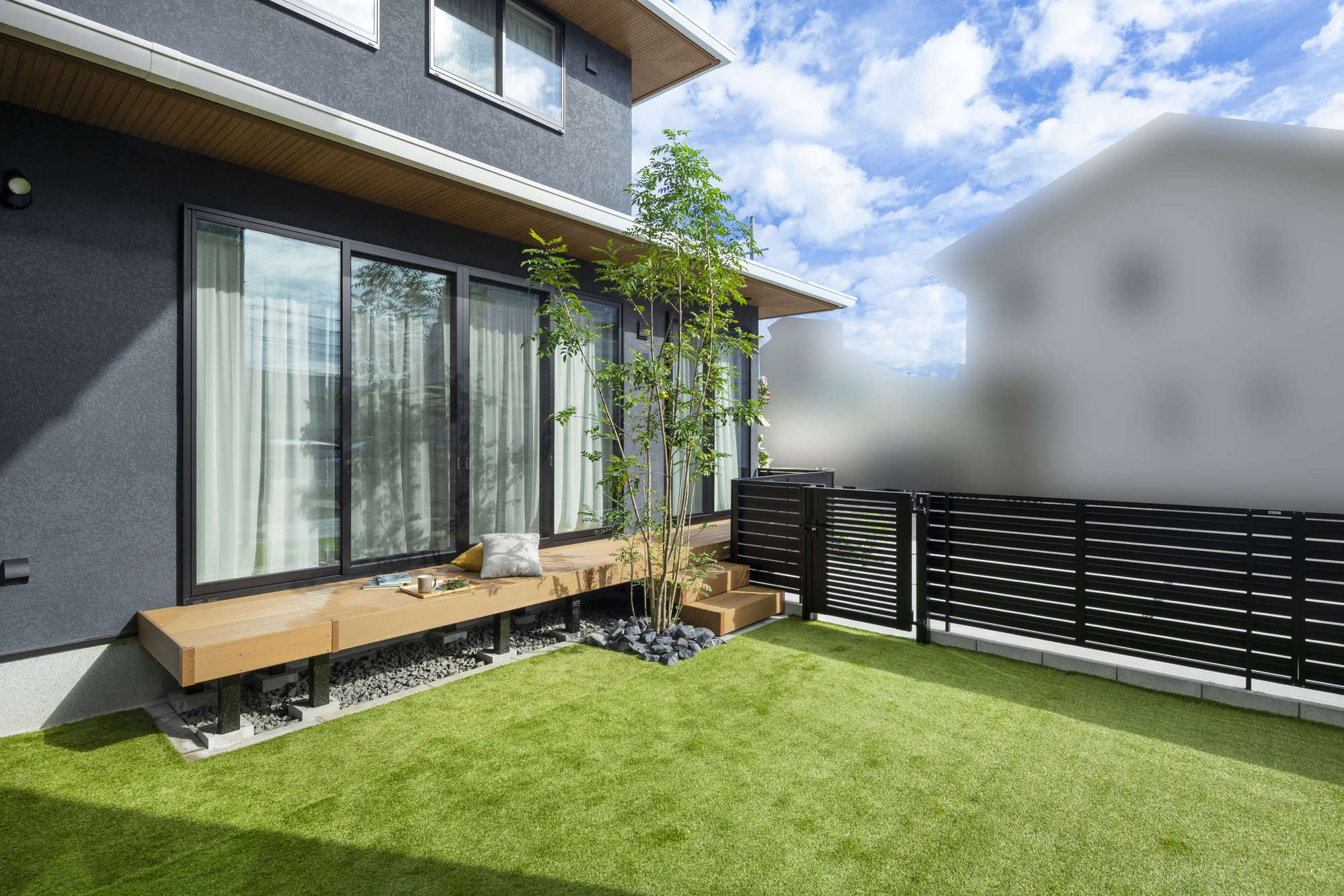 愛知県 名古屋市 新築外構 エクステリアデザイン 住友林業 角地 人工芝 ガーデンデザイン おしゃれ かっこいい モダン 和モダン ナチュラル 植栽