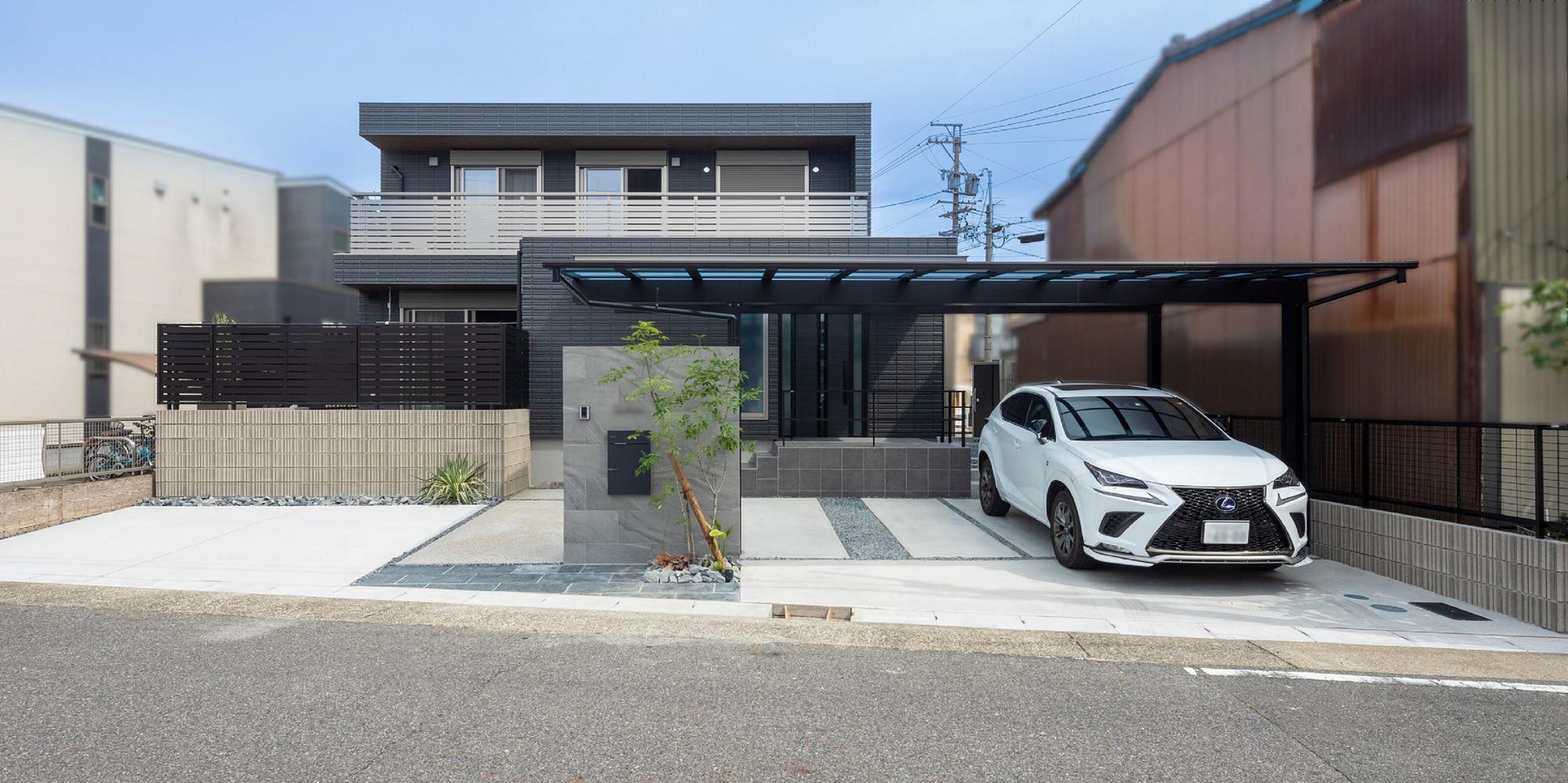 新築外構 施工例 庭工事 エクステリア エクステリアデザイン おしゃれ かっこいい 愛知県 名古屋市 へーベルハウス