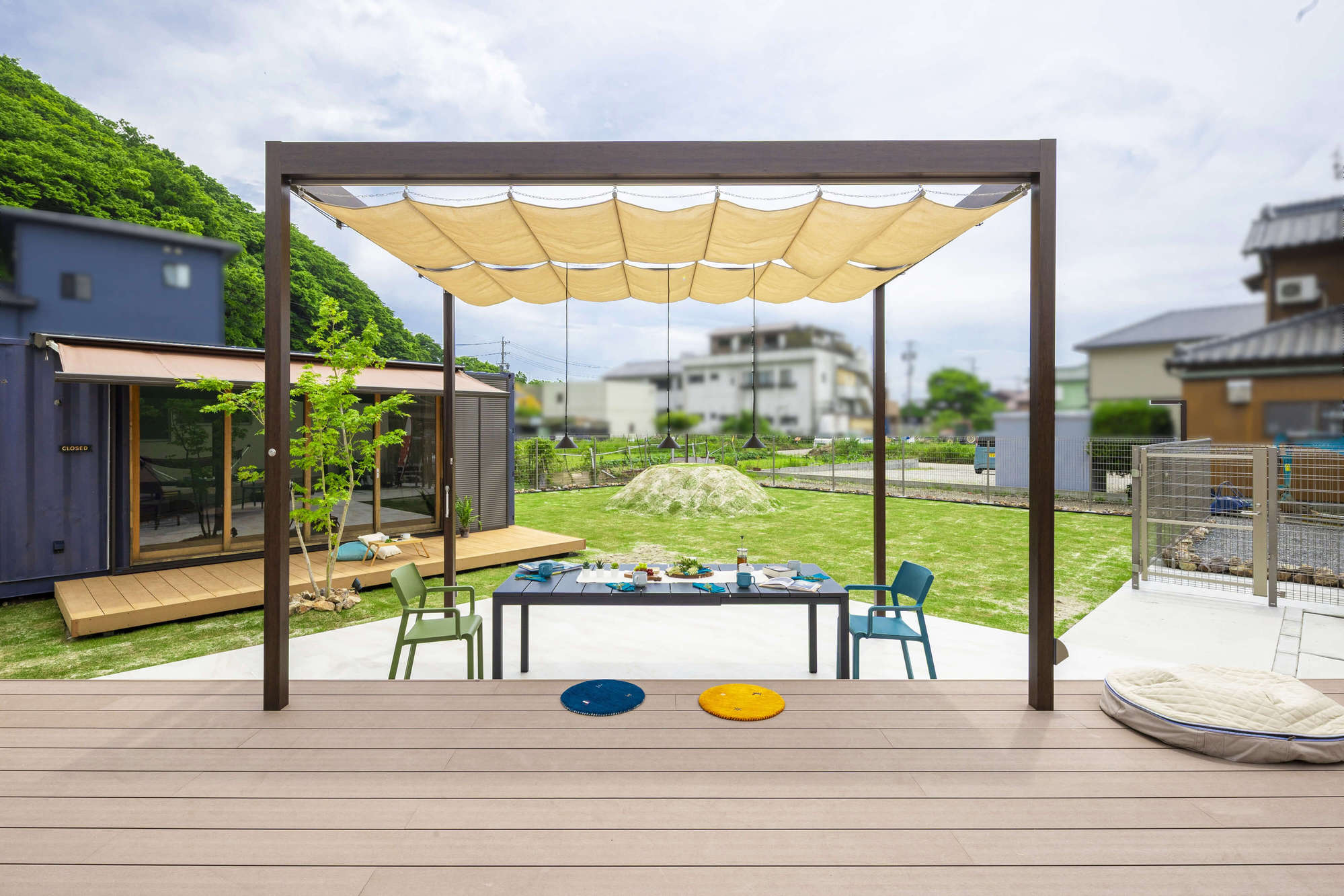 愛知県 名古屋市 南知多 リゾート 別荘 ドッグラン トレーラーハウス コンテナハウス ドッグガーデン ガーデンファニチャー パーゴラ ガーデンデザイン エクステリア