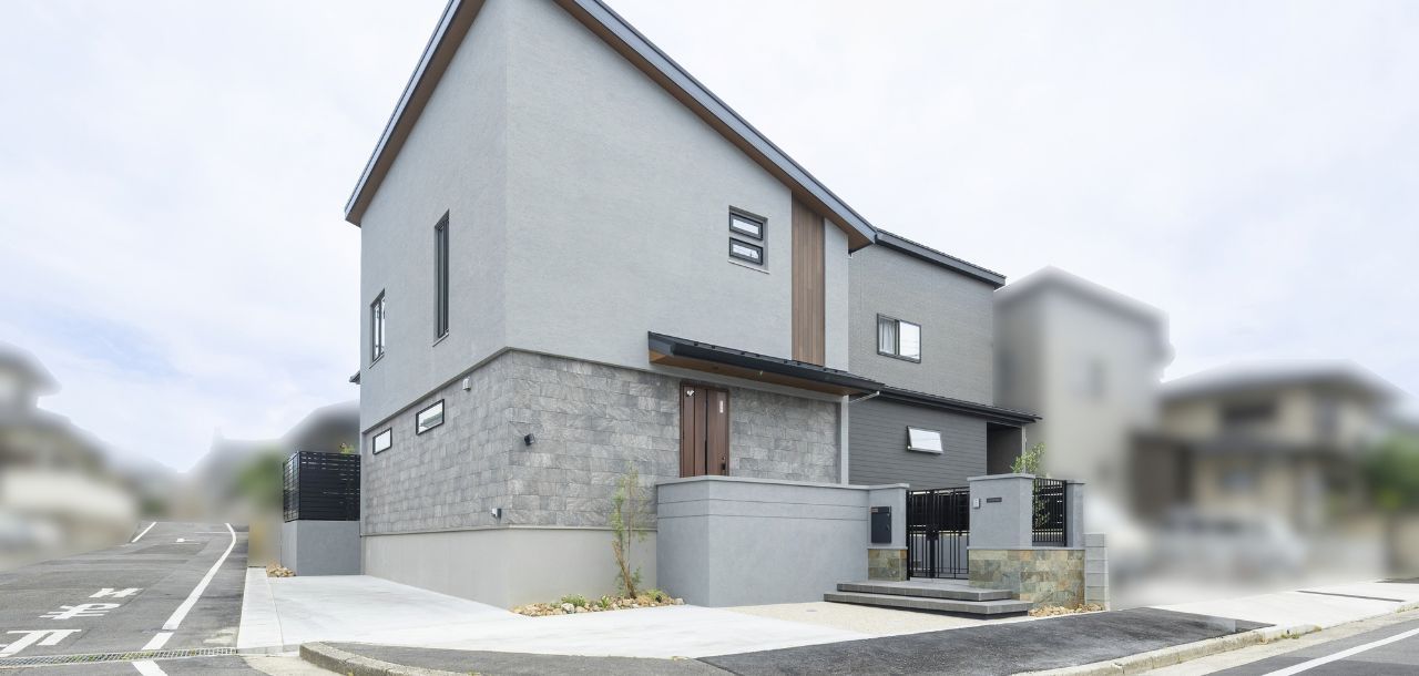 新築外構工事 施工例 三井ホーム 自然石 門まわり アプローチ ファサード 門扉 フェンス オリーブ 植栽 エクステリア デザイン おしゃれ ナチュラル
